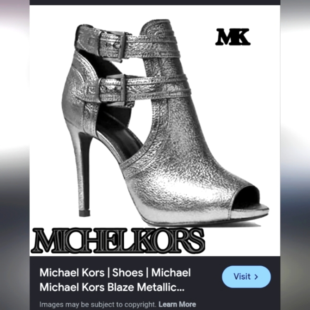 Michael Kors size 7 metallic peep toe booties